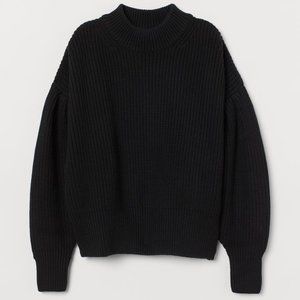H&M Balloon-sleeved Sweater Black